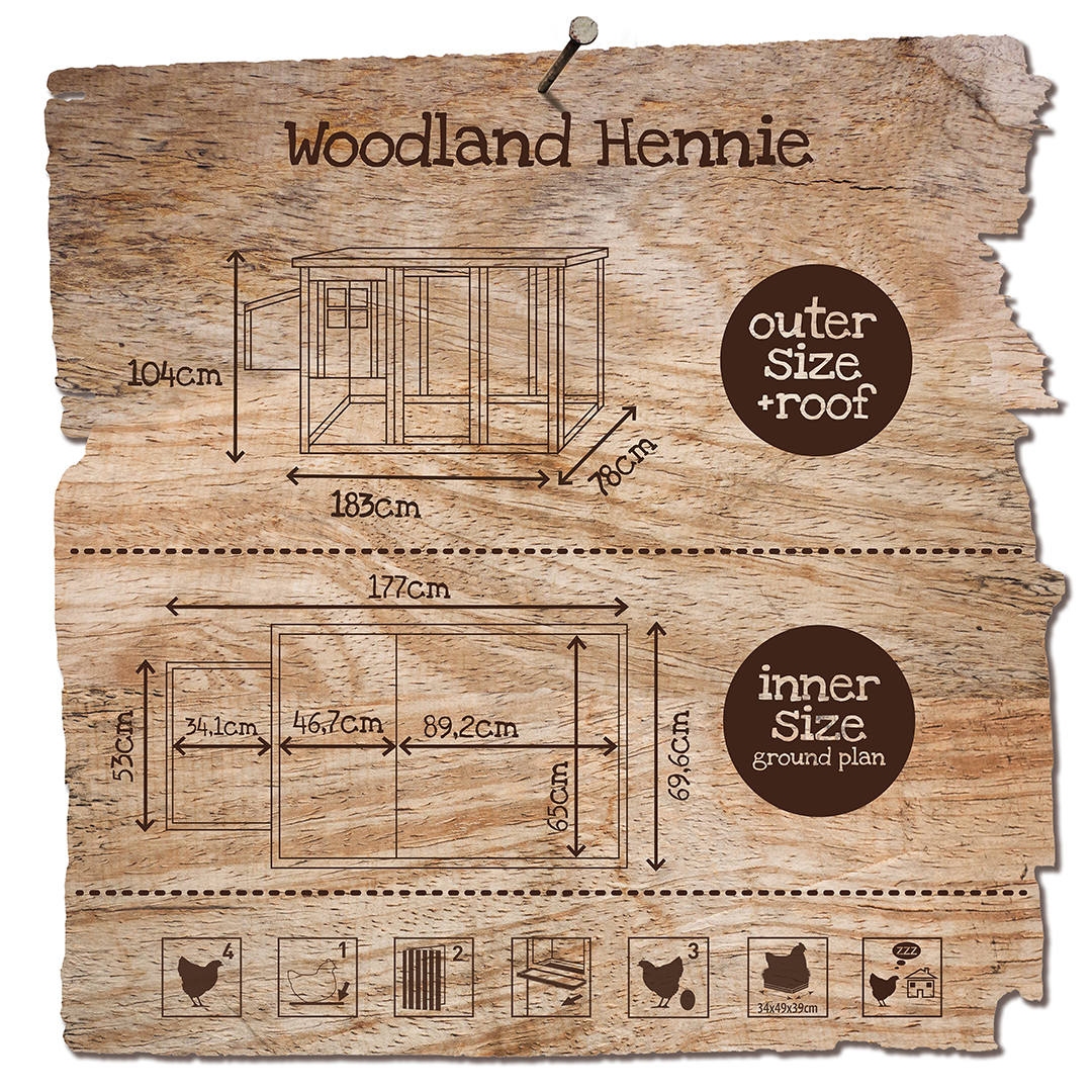 Woodland kippenhok hennie classic - Technische tekening
