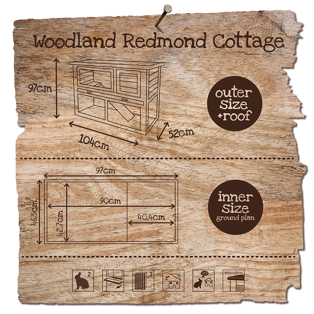 Woodland konijnenhok redmond classic - Technische tekening