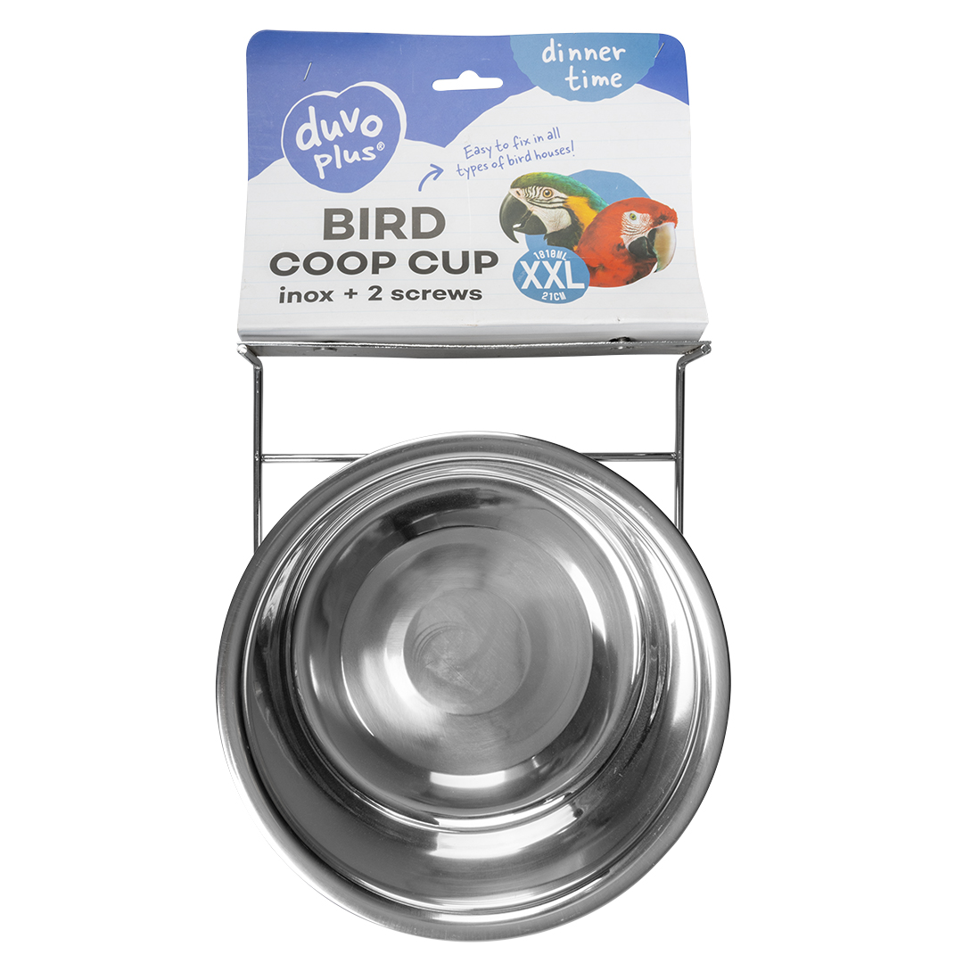 Bird coop cup inox + 2 screws - Verpakkingsbeeld