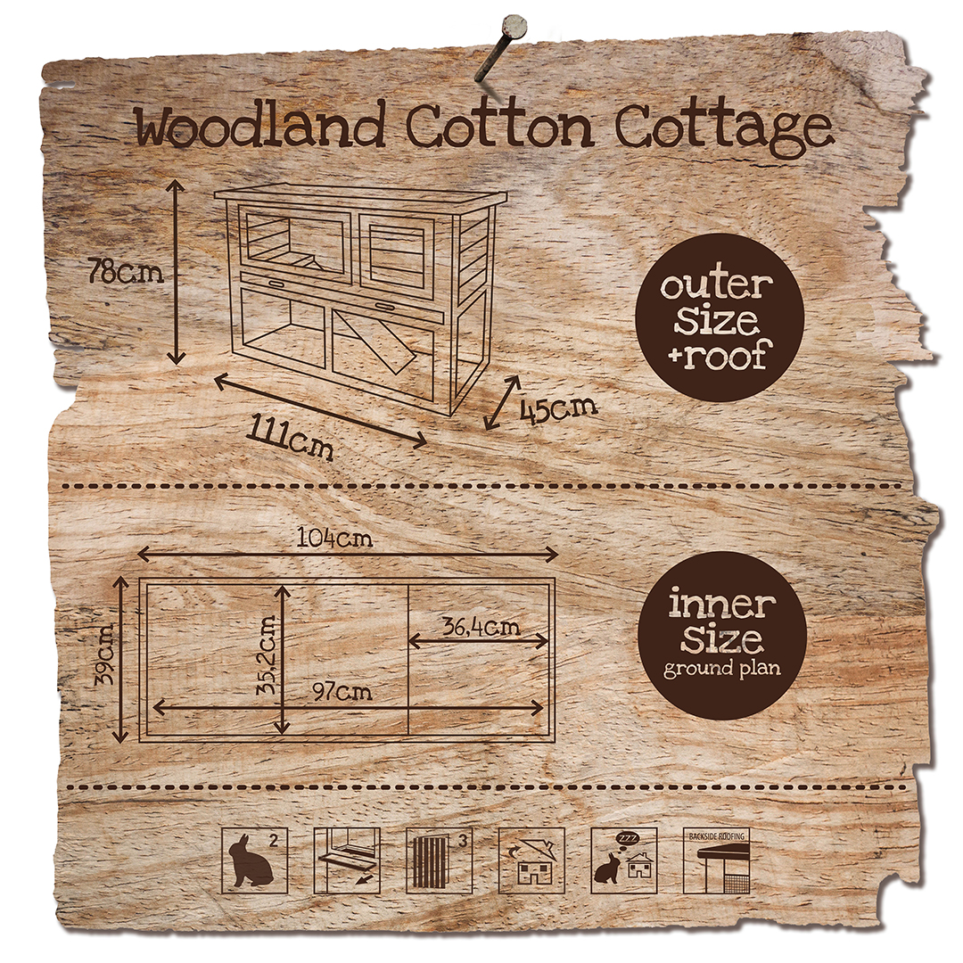 Woodland konijnenhok cotton cottage - Technische tekening