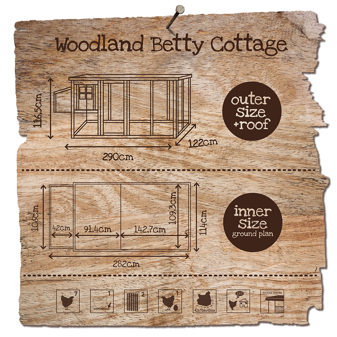 Woodland kippenhok betty cottage - Technische tekening