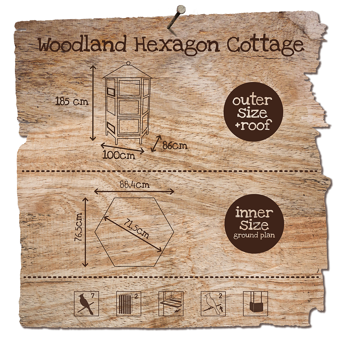Woodland aviary hexagon cottage - Technische tekening