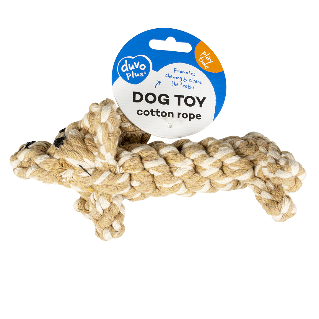 Tug Toy Knotted Cotton Dog brown/white - Facing