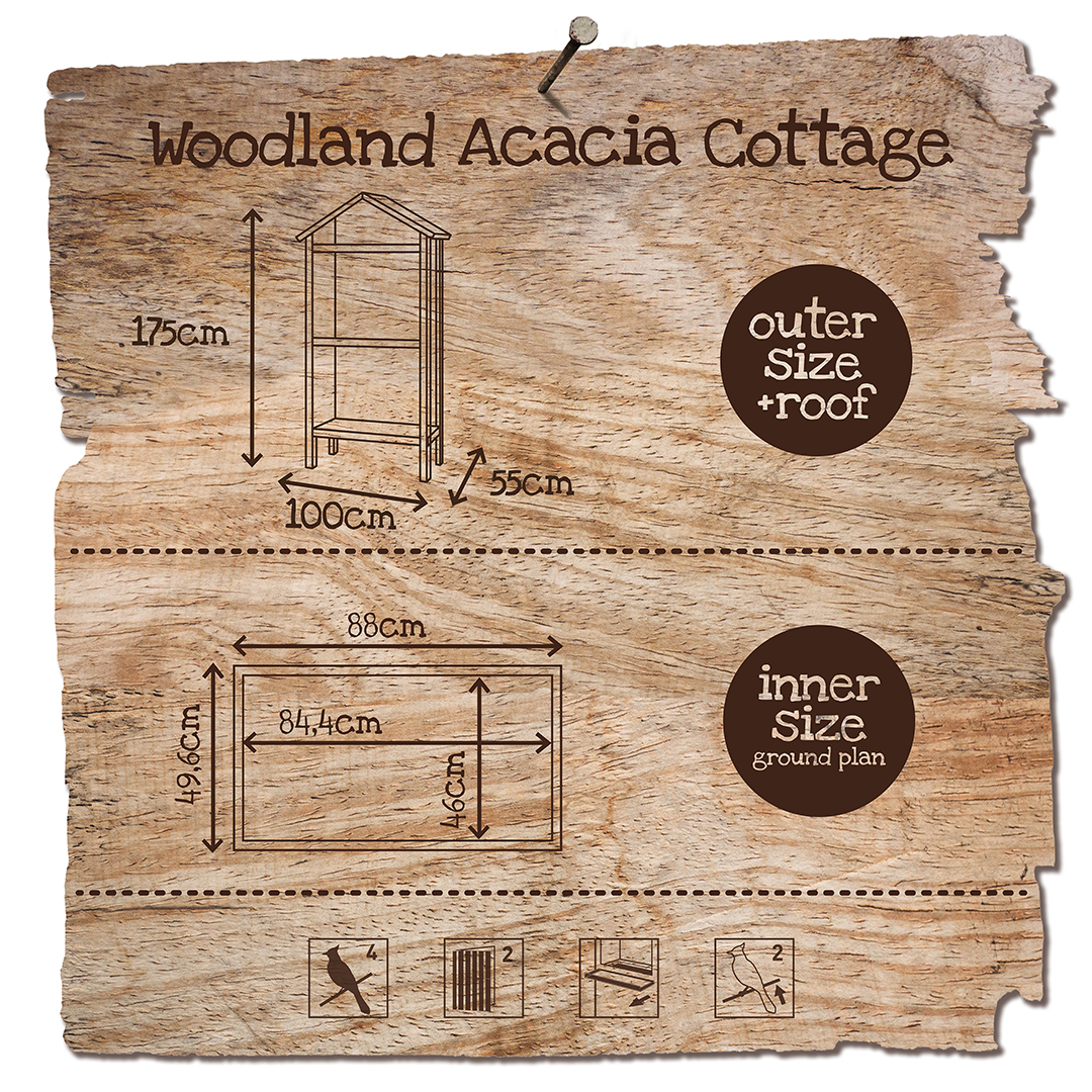 Woodland volière acacia cottage taupe - Technische tekening