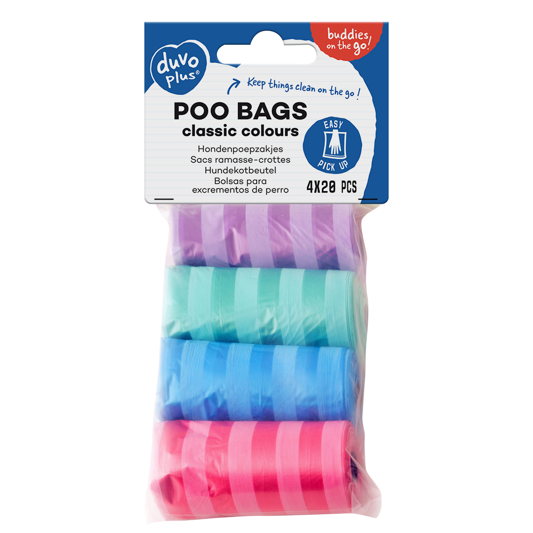 Poo bags classic colour stripes multicolour - Verpakkingsbeeld
