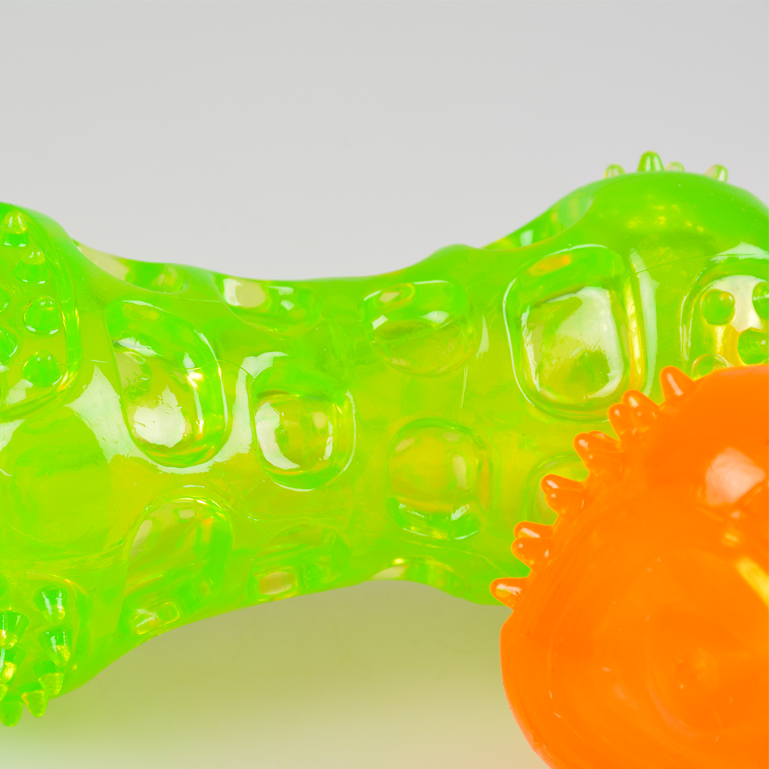 Tpr bone squeaky orange/vert - Detail 2