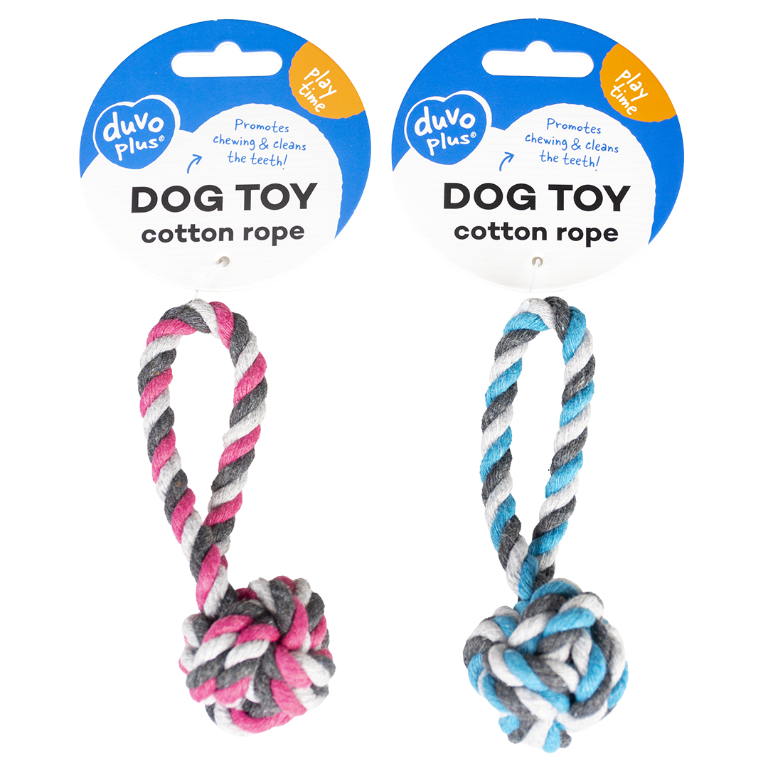 Tug Toy Knotted Cotton Dummy Ball blue/pink - Facing