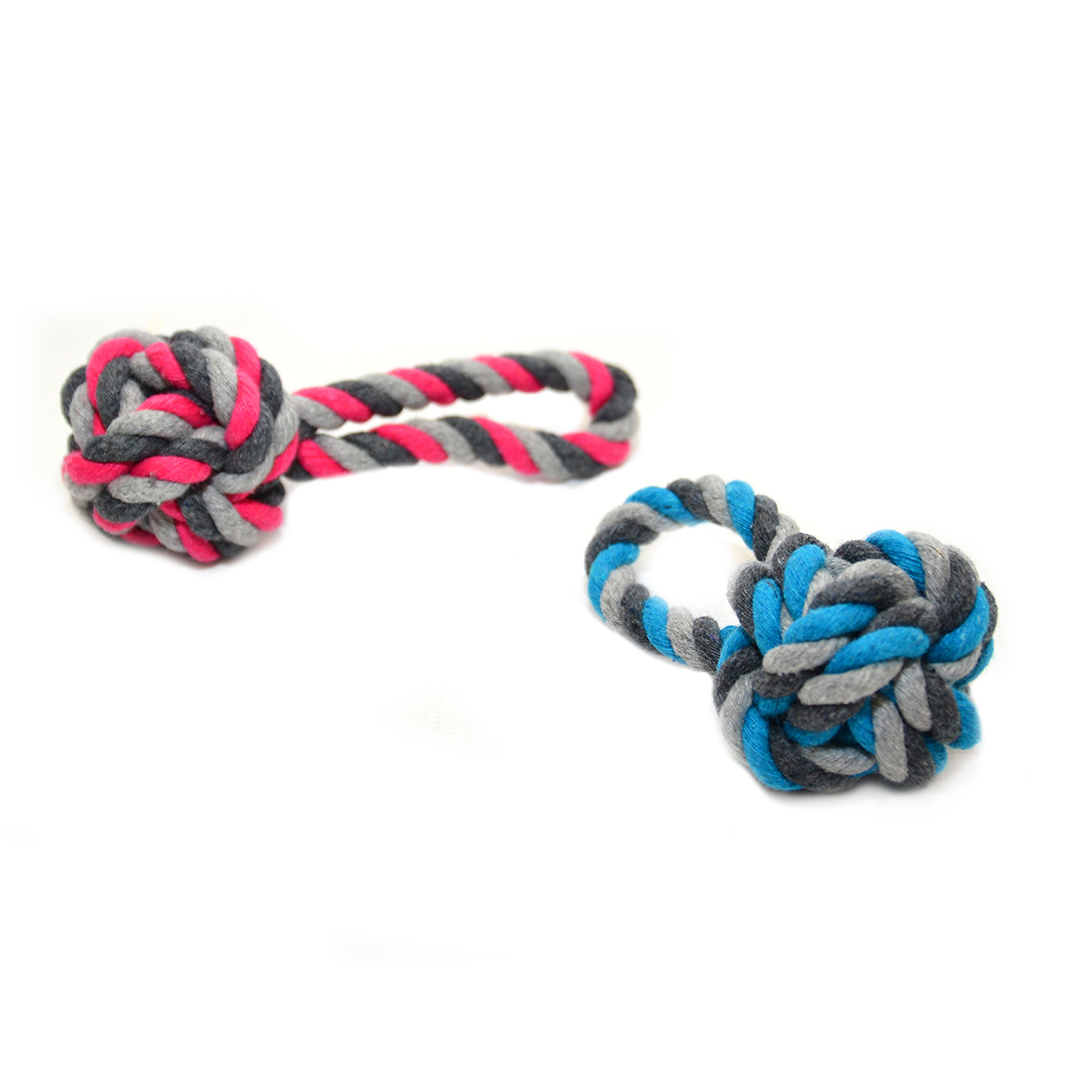 Tug Toy Knotted Cotton Dummy Ball blue/pink - Product shot