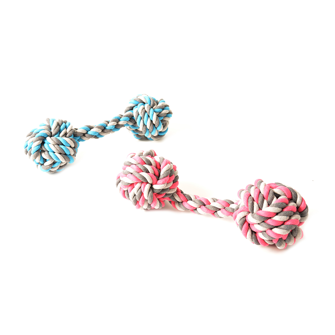 Tug toy knotted dumbbell blue/pink - Product shot