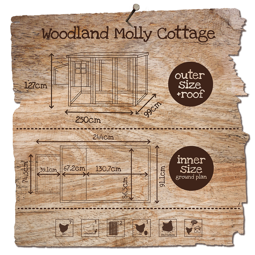 Woodland chicken coop molly cottage taupe - Technische tekening