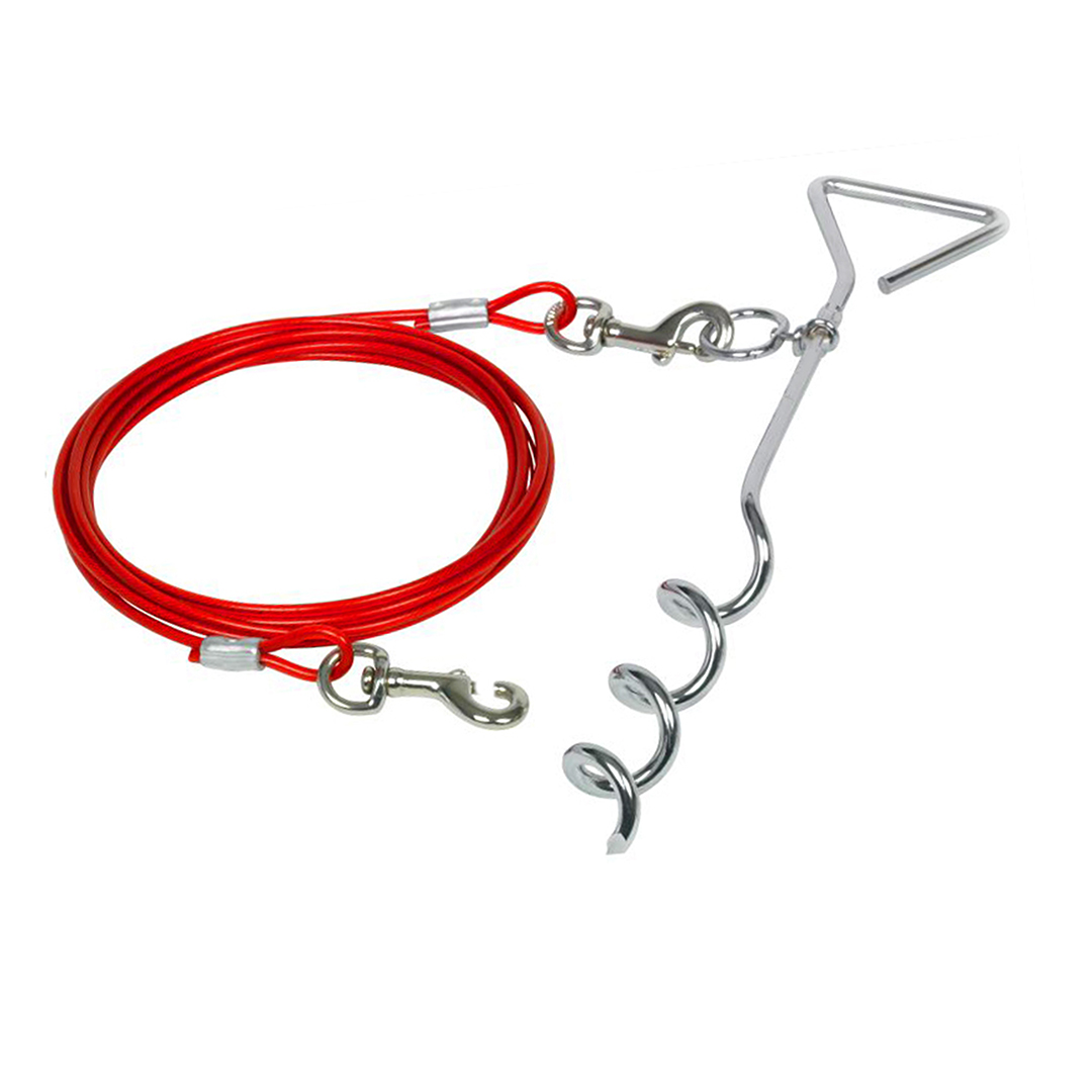 Tie out stake with rope red - Product shot