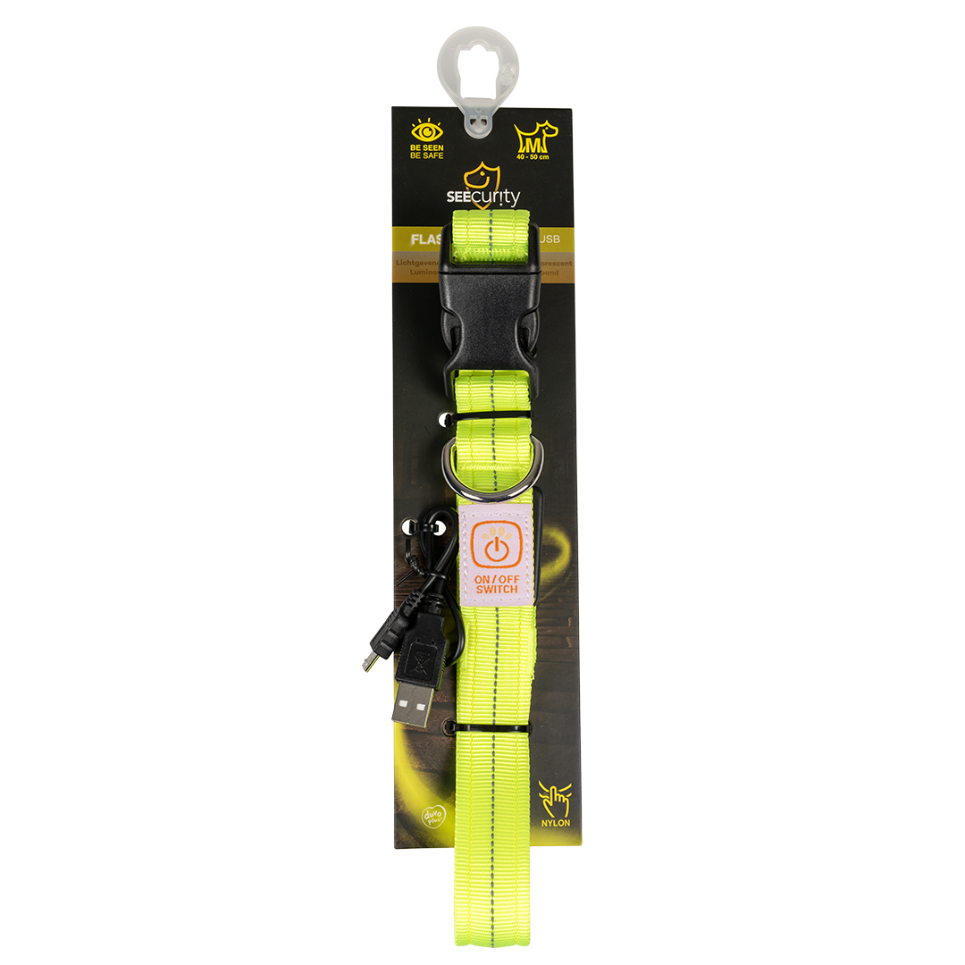 Halsband nylon licht usb neon yellow - Verpakkingsbeeld