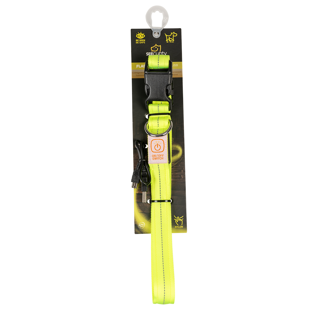 Halsband nylon licht usb neon yellow - Verpakkingsbeeld