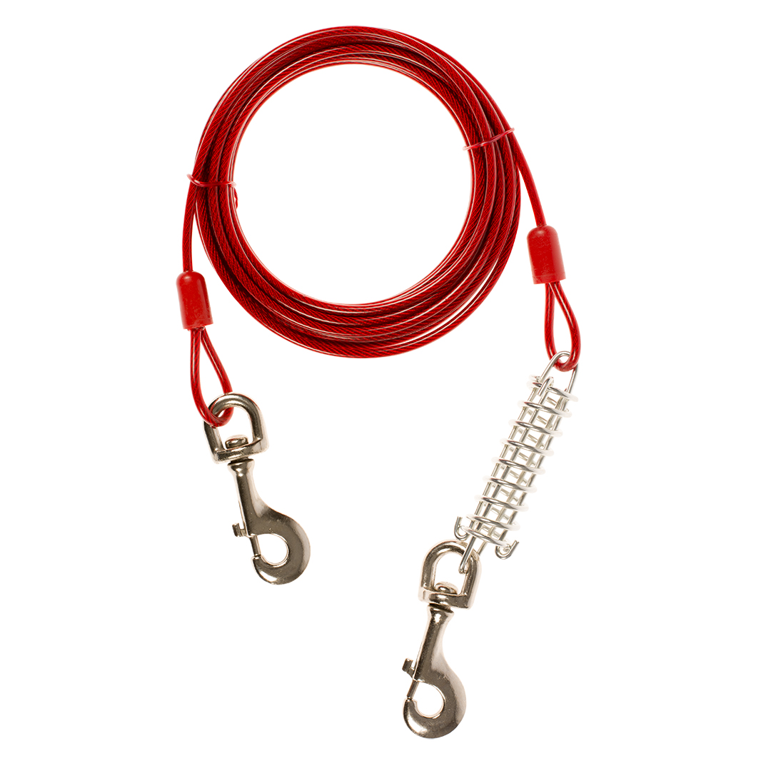 Tie out cable with spring heavy duty red - Product shot