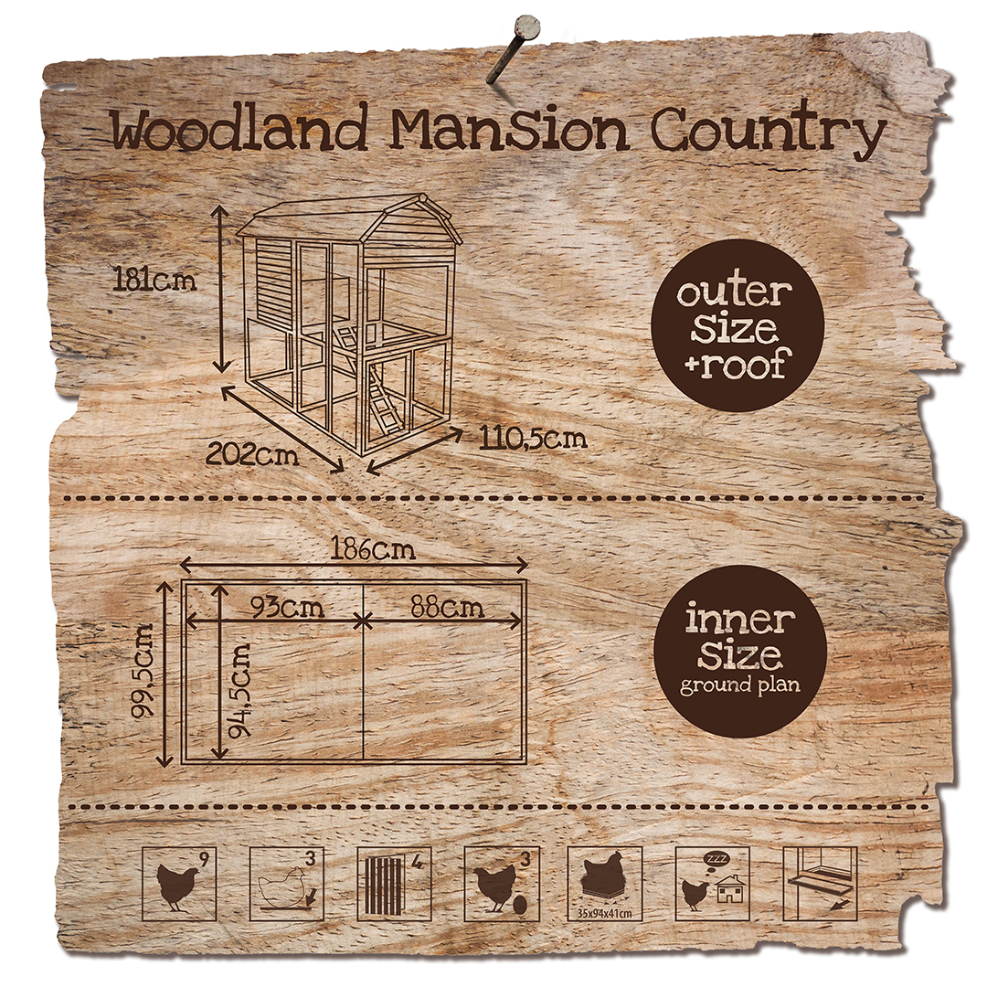 Woodland poulailler mansion country - Technische tekening