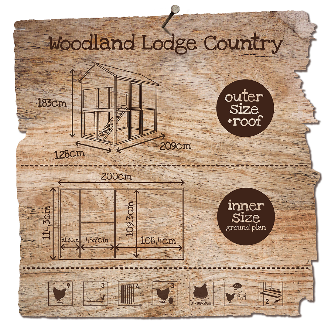 Woodland kippenhok lodge country - Technische tekening