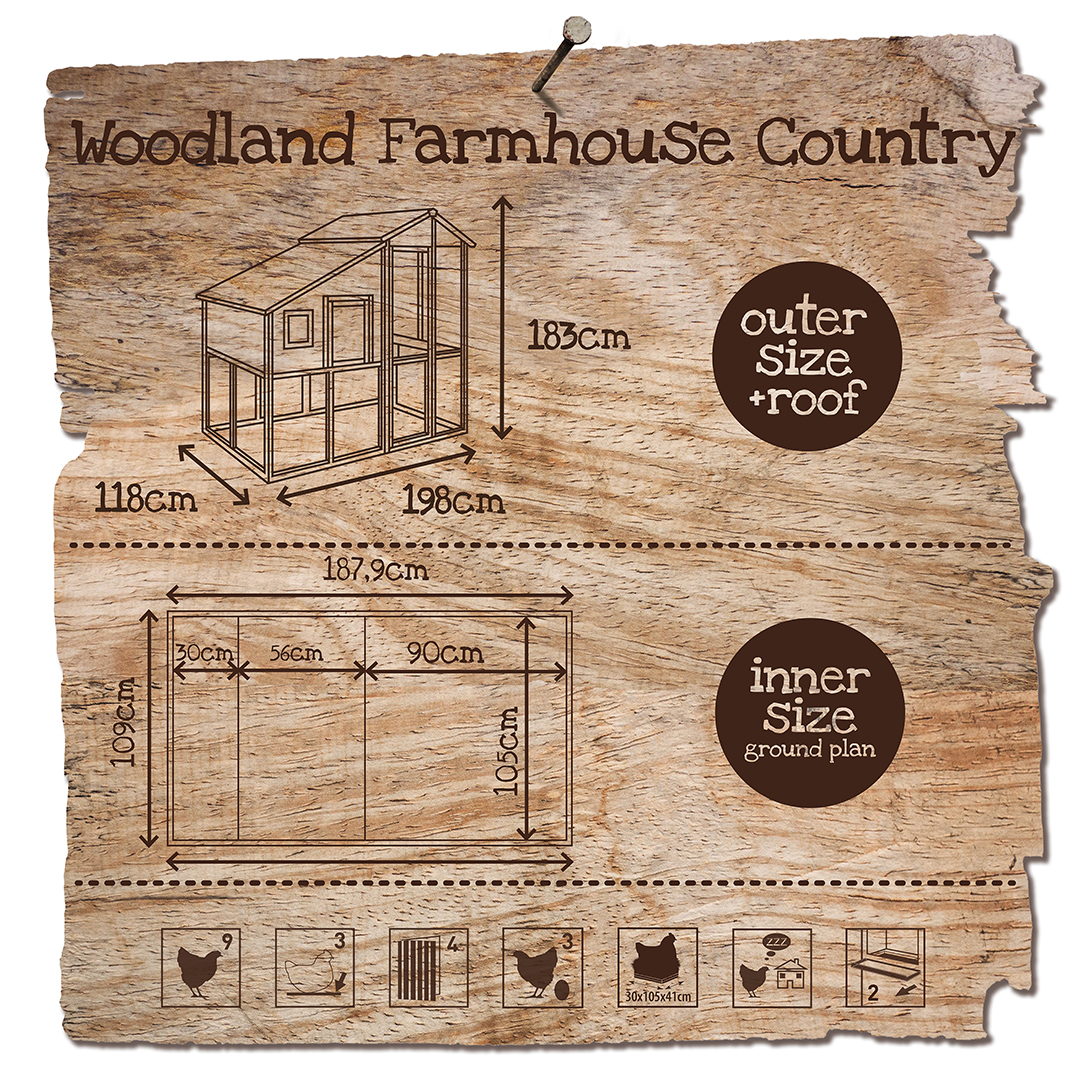 Woodland poulailler farmhouse country - Technische tekening