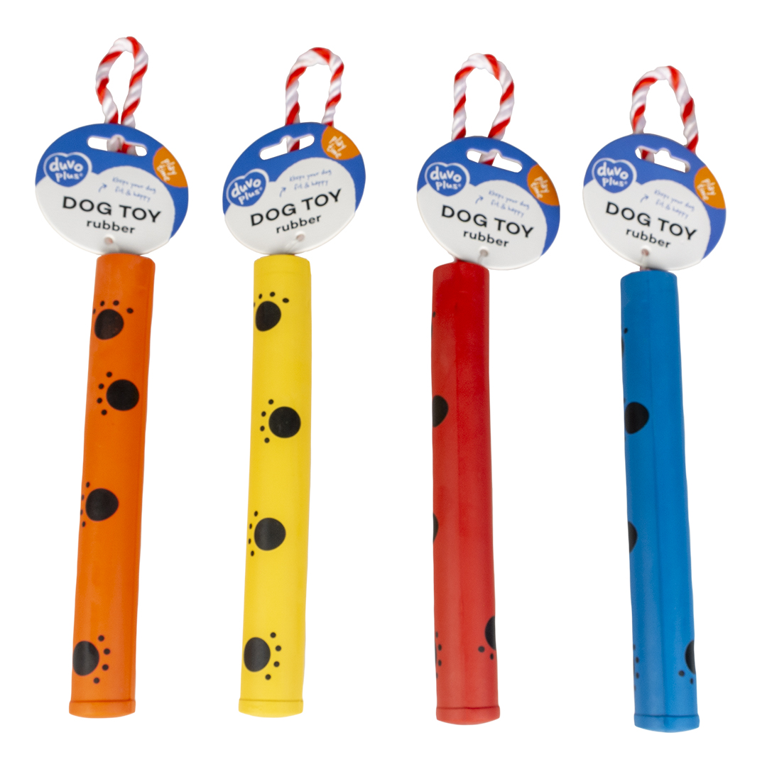 Rubber biting stick with rope mix mixed colors - Facing