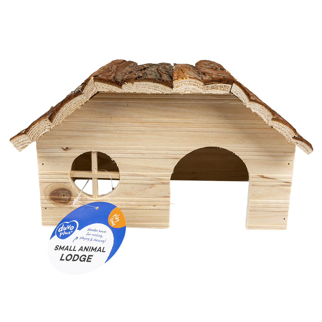 Small animal wooden lodge bark roof - Facing
