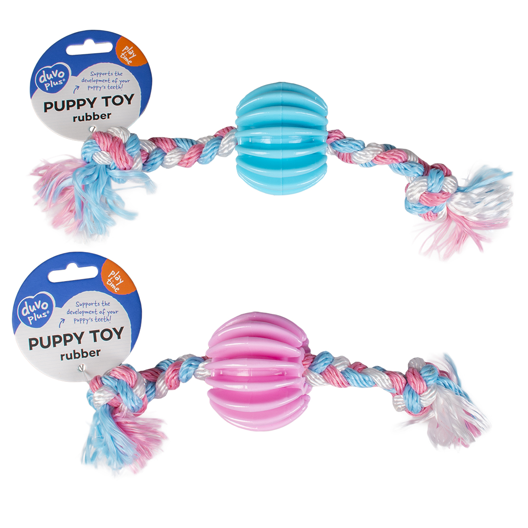 Puppy TPR Snackbal Met nylon Touw - Facing