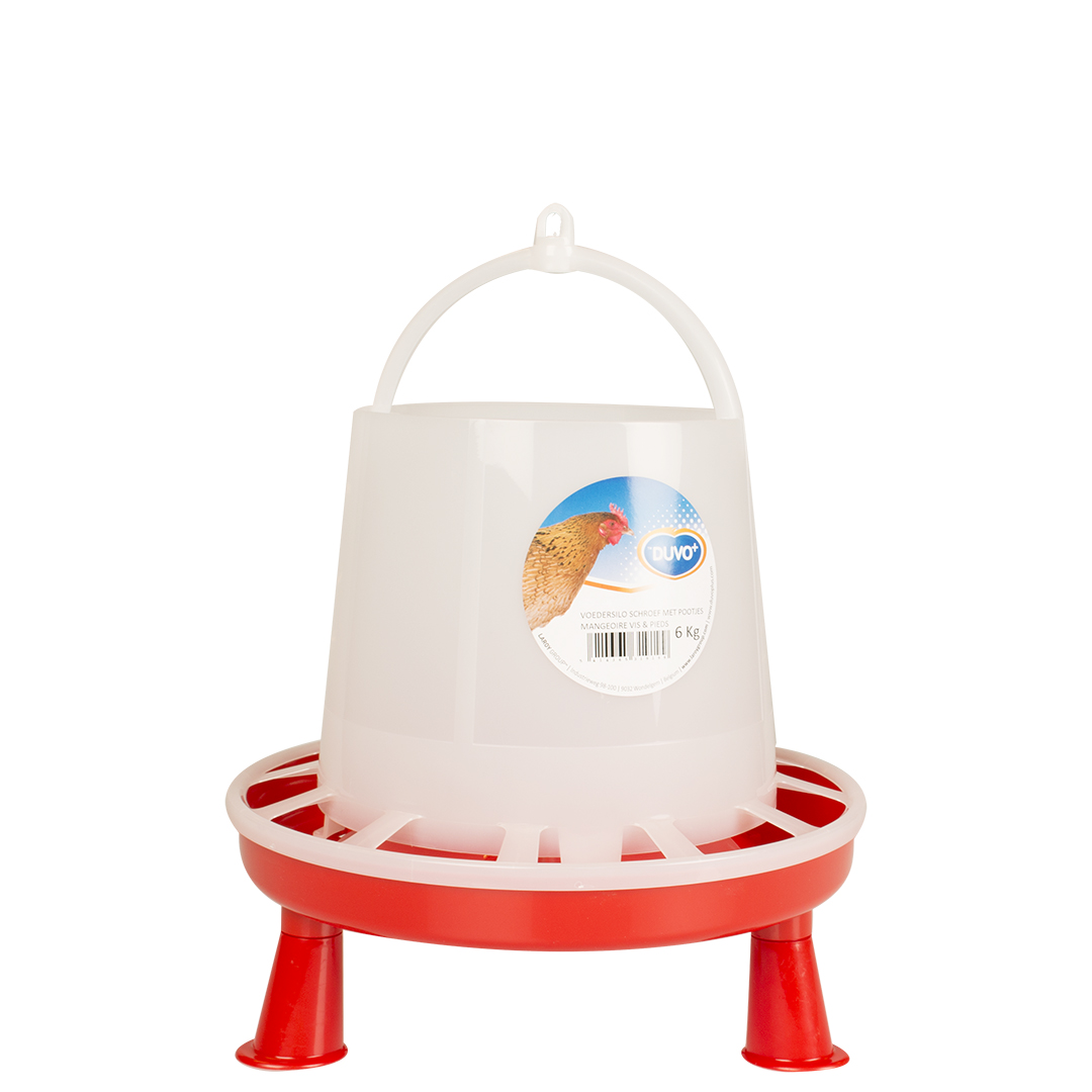 Plastic chicken feeder silo with feet - <Product shot>
