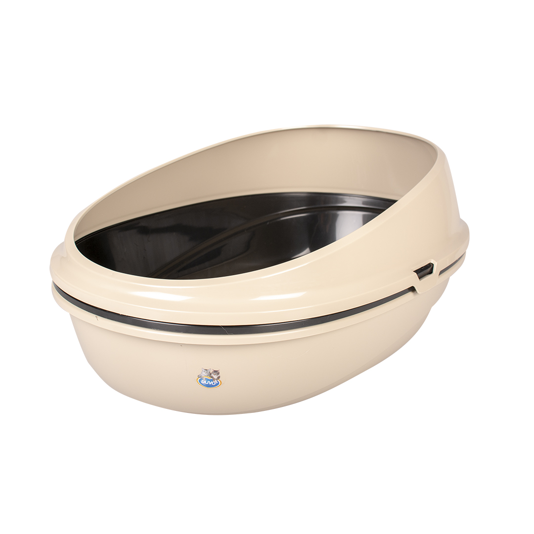 Cat litter tray luxo with rim & sieve mocaccino - Product shot
