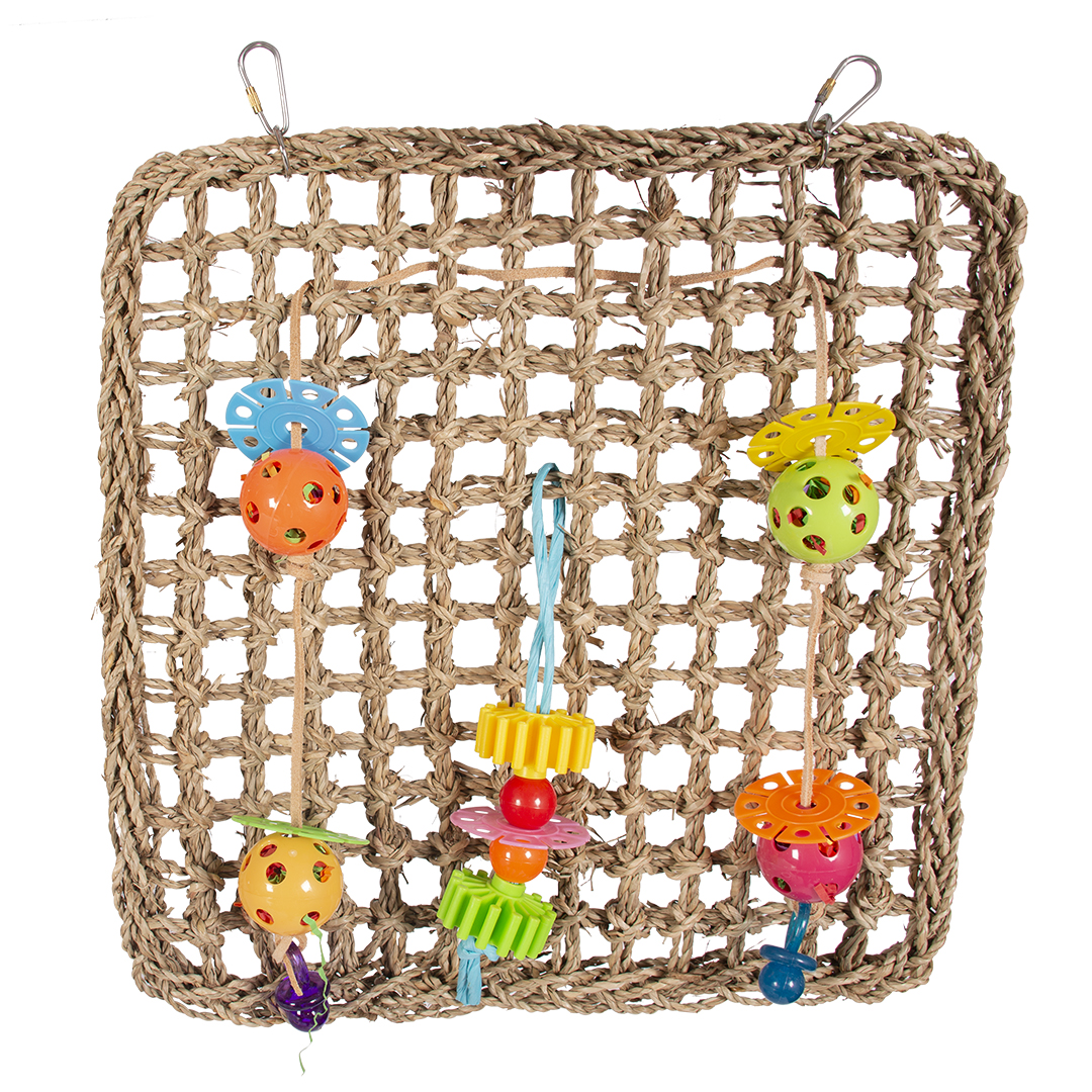 Seagrass climbing net with colourful toys - Product shot