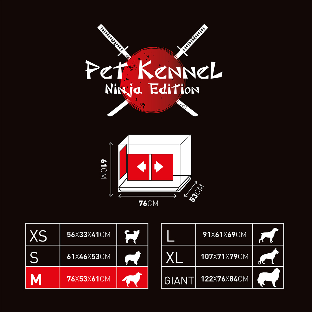 Pet kennel ninja edition with sliding door - Technische tekening