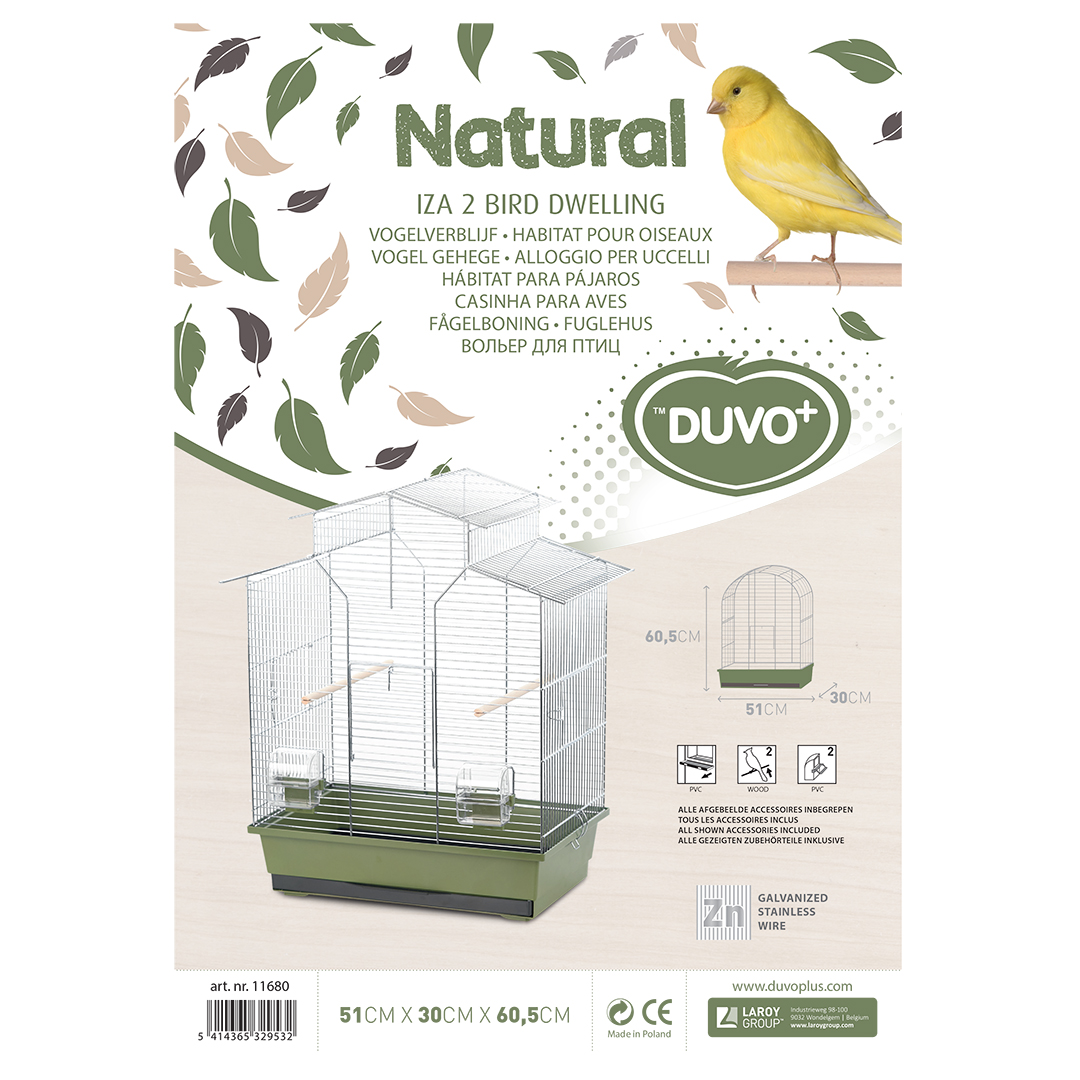 Cage pour oiseaux natural iza 2 vert olive/zinc - Verpakkingsbeeld