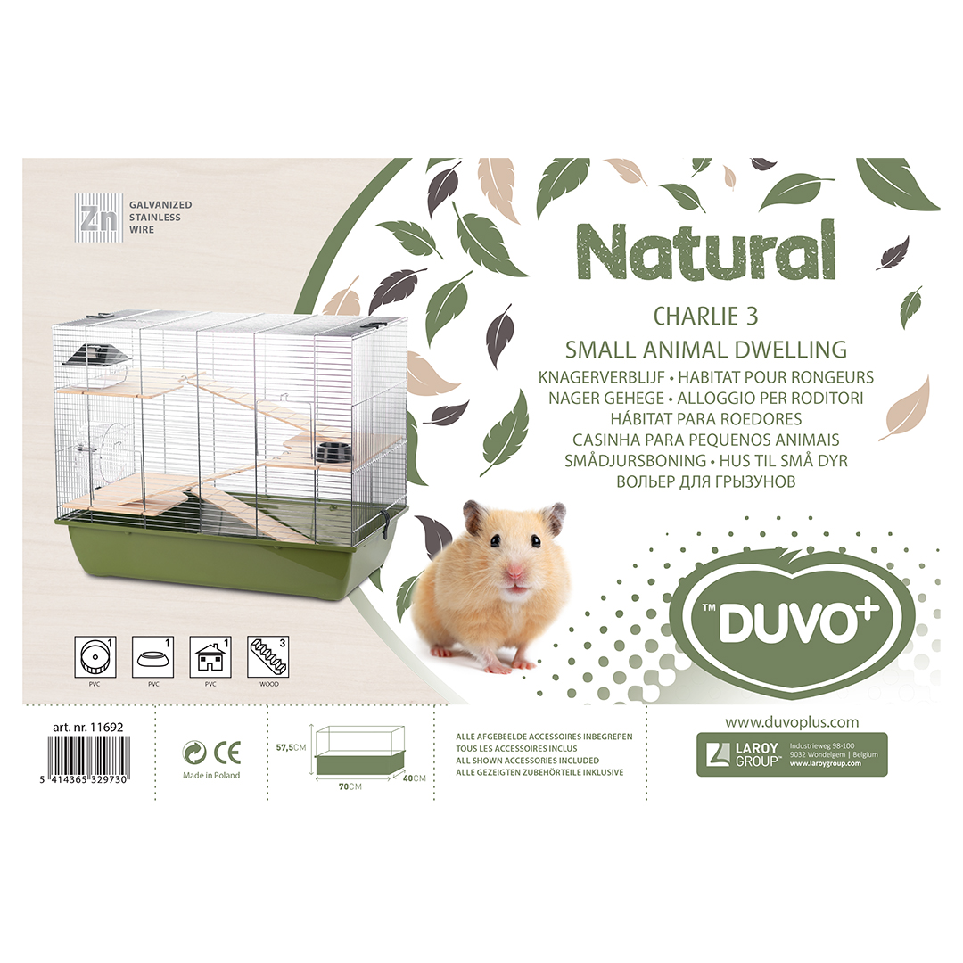 Rodent cage natural charlie 3 olive green/zinc - Verpakkingsbeeld