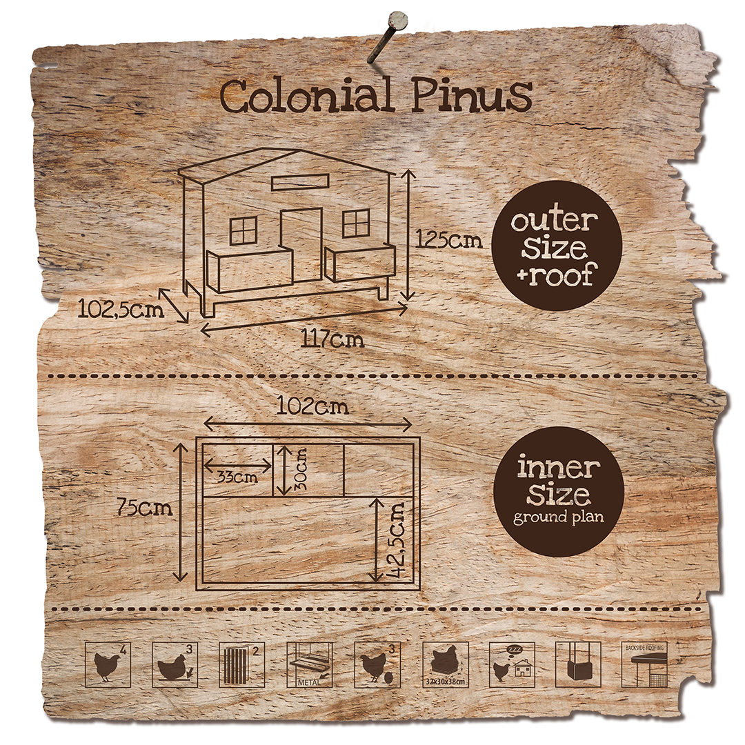 Woodland kippenhok colonial pinus - Technische tekening