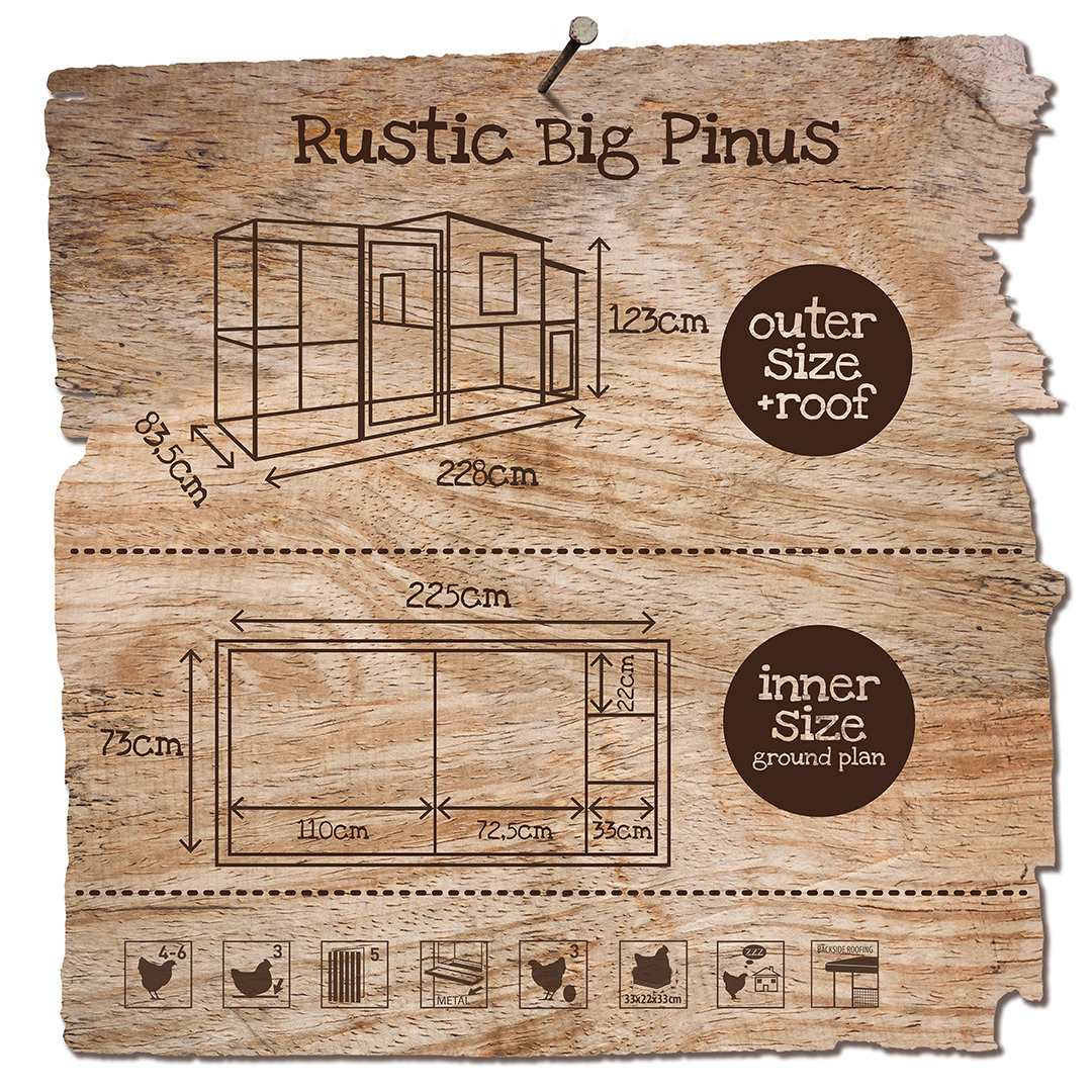 Woodland kippenhok rustic big pinus - Technische tekening