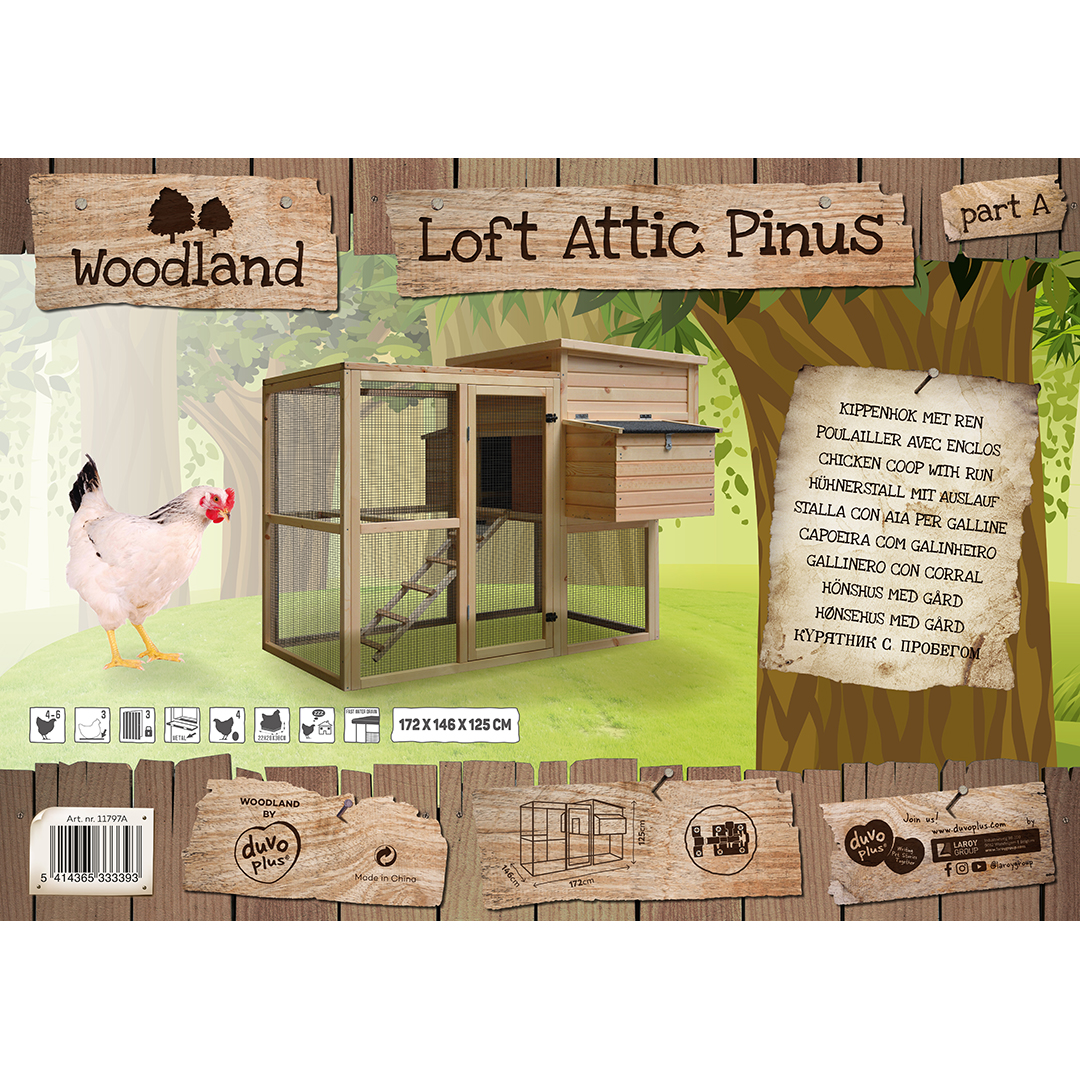 Woodland chicken coop loft attic pinus - Verpakkingsbeeld