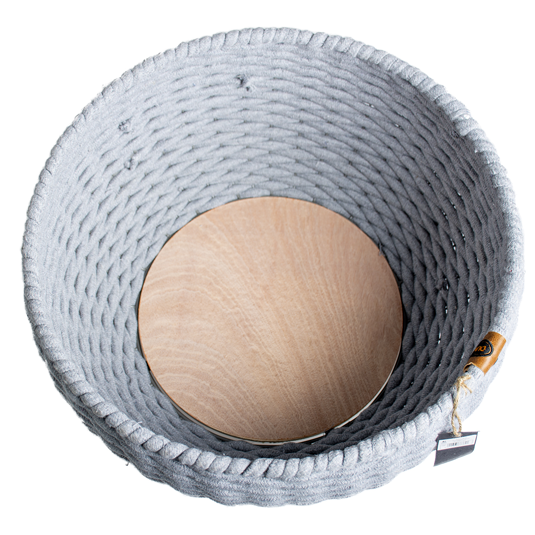 Oyster basket round in cotton rope grey - Detail 2