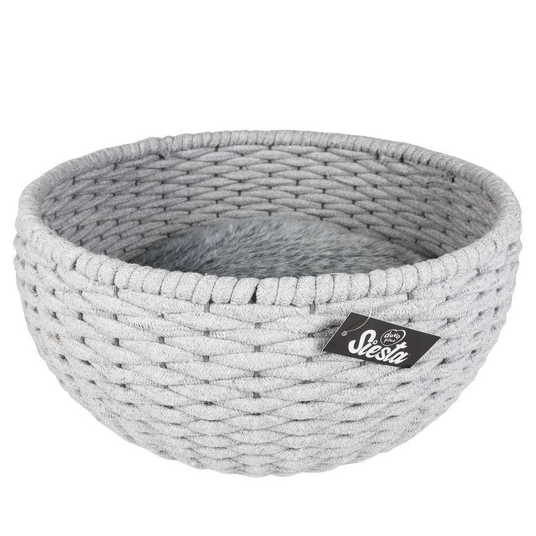Oyster basket round in cotton rope grey - Facing