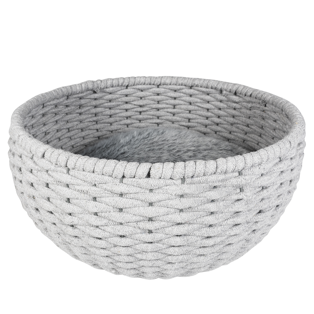 Oyster basket round in cotton rope grey - Product shot
