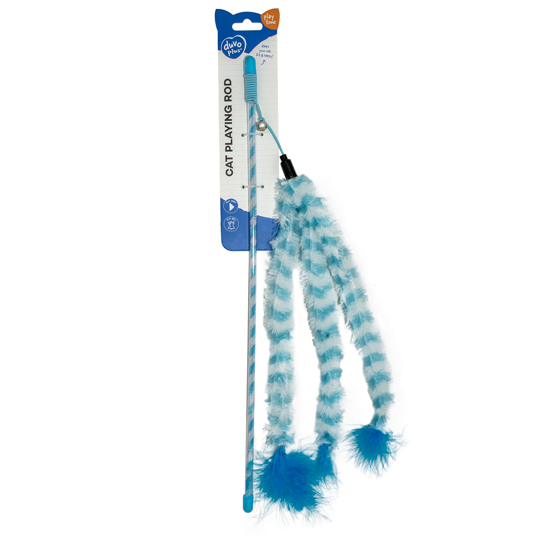 Playing rod catchy fluffy tail blue/white - Verpakkingsbeeld