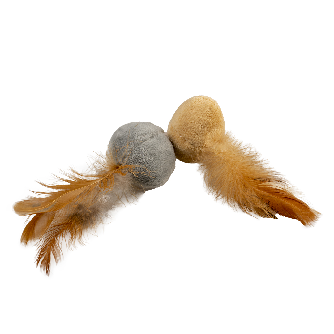 Cushy balls with feathers brown/grey - Product shot