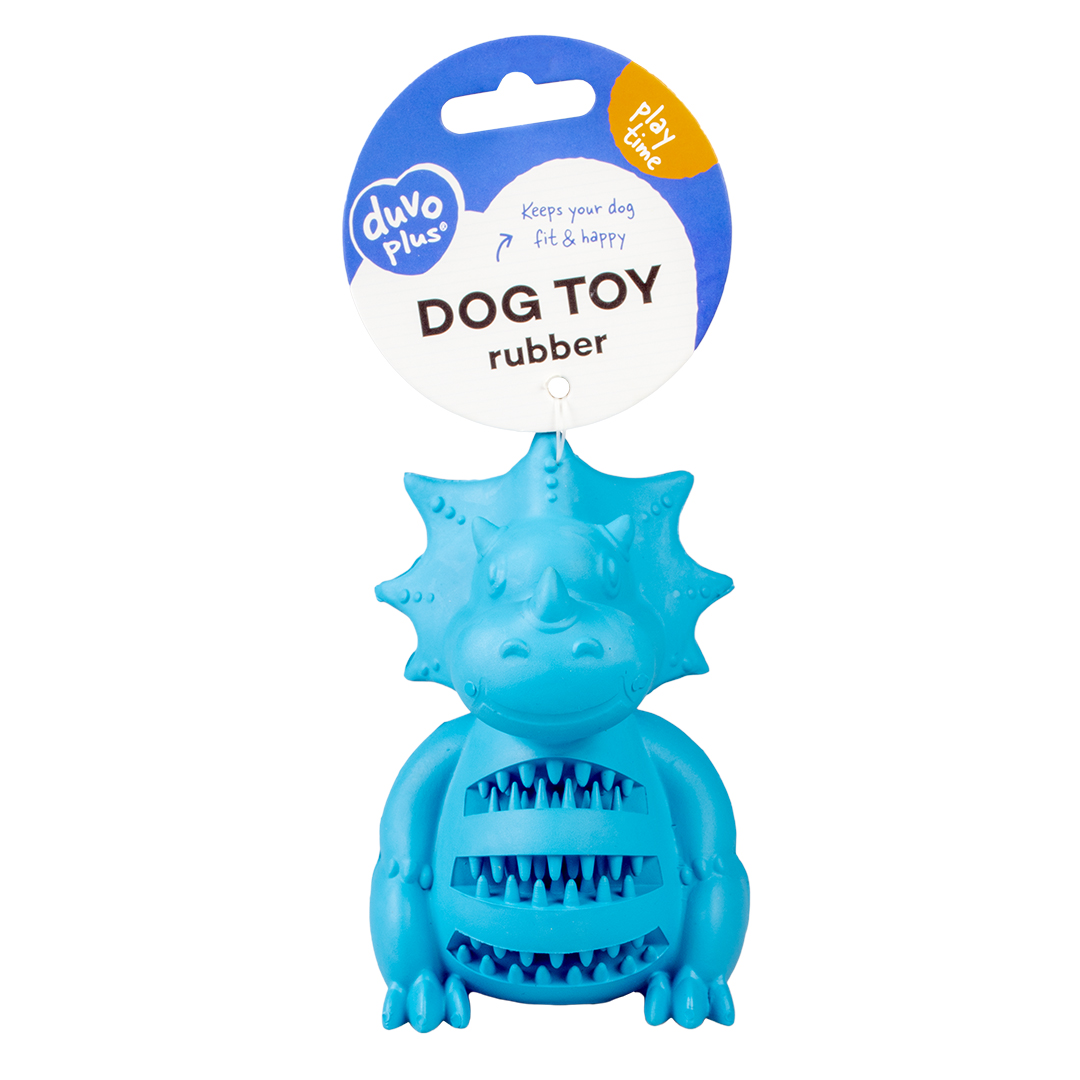 Rubber zittende dinosaurus blauw - Verpakkingsbeeld