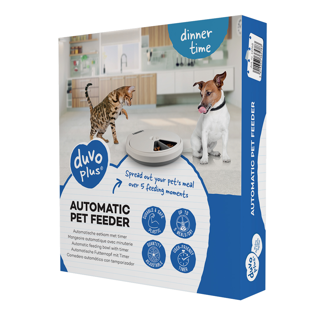 Automatic pet feeder - 5 meals white/grey - Verpakkingsbeeld