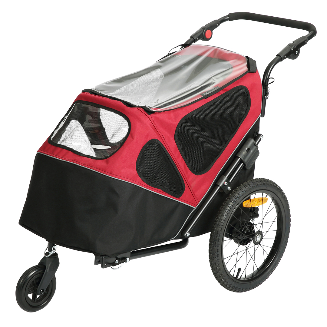 Pet trailer 2-in-1 black/red - Product shot