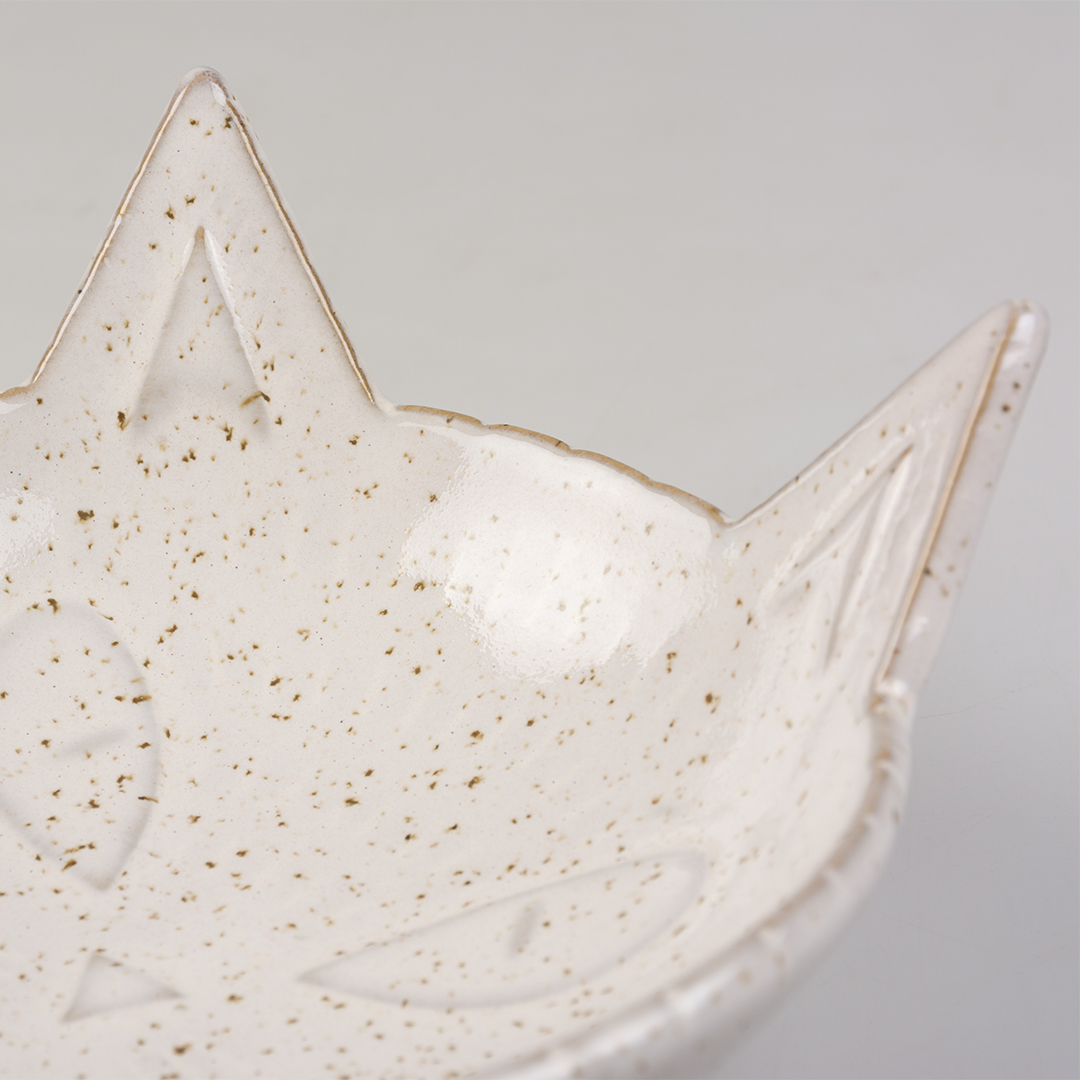Feeding bowl stone kitty face white - Detail 1