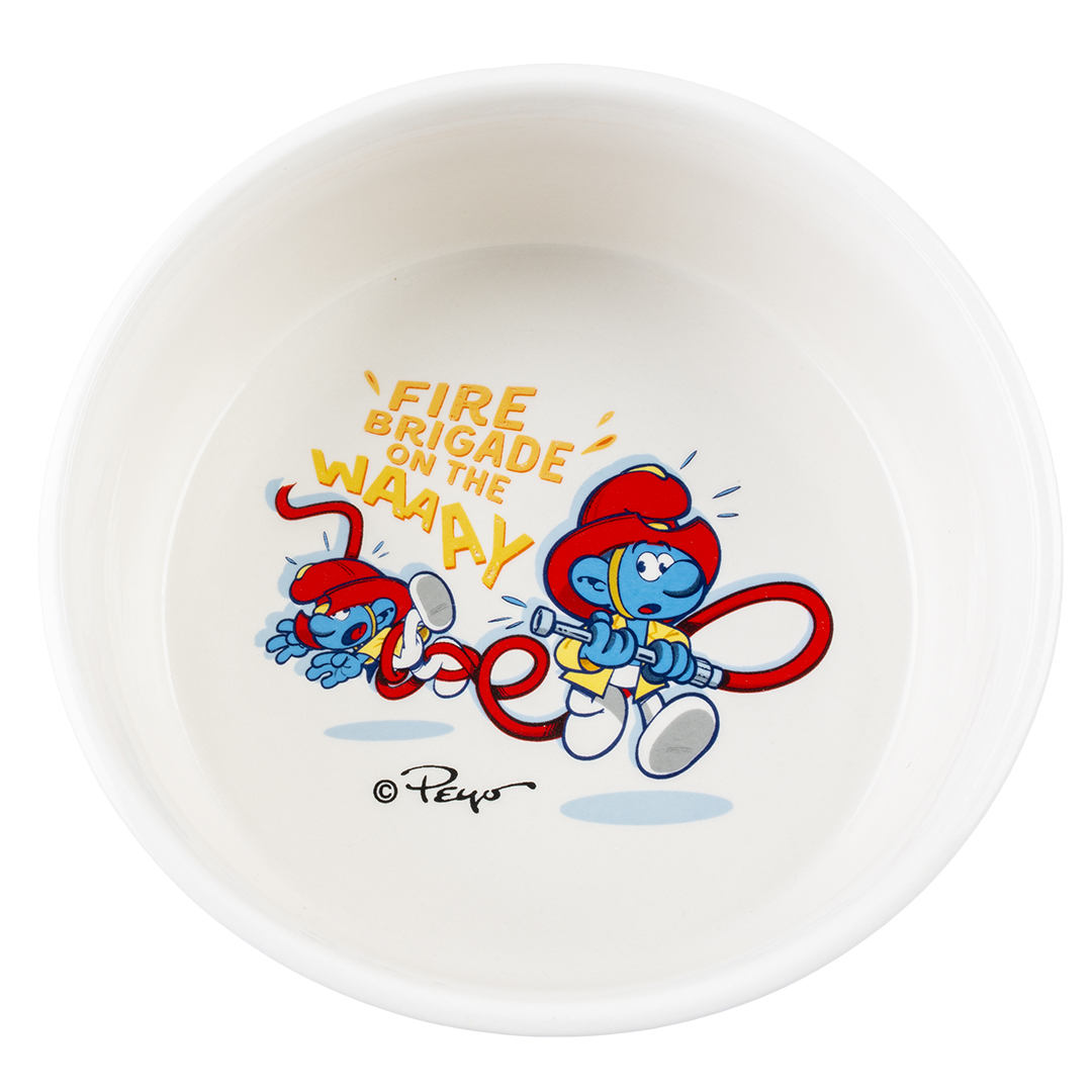 Fire brigade smurfs feeding bowl white/blue - Detail 1
