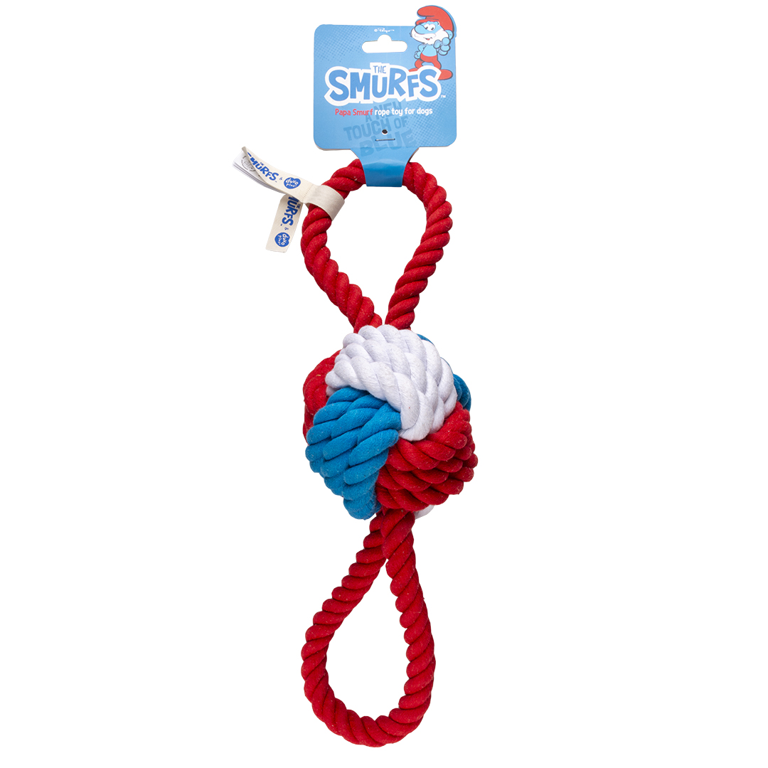 Papa smurf rope ball with 2 loops - Verpakkingsbeeld