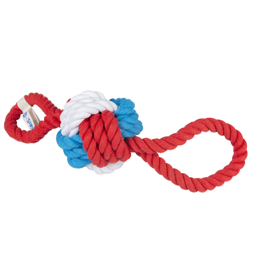 Papa smurf rope ball with 2 loops - Product shot