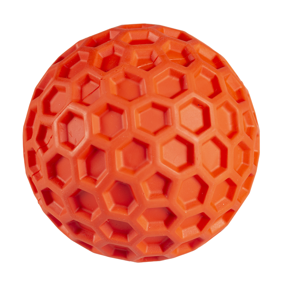Rubber hexagon ball squeak red - Laroy Group