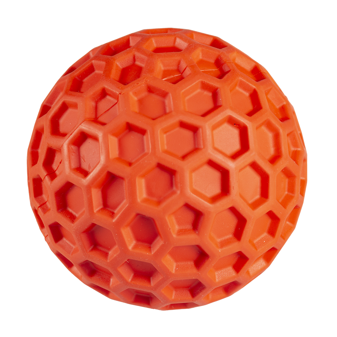 Rubber hexagon ball squeak red - Product shot