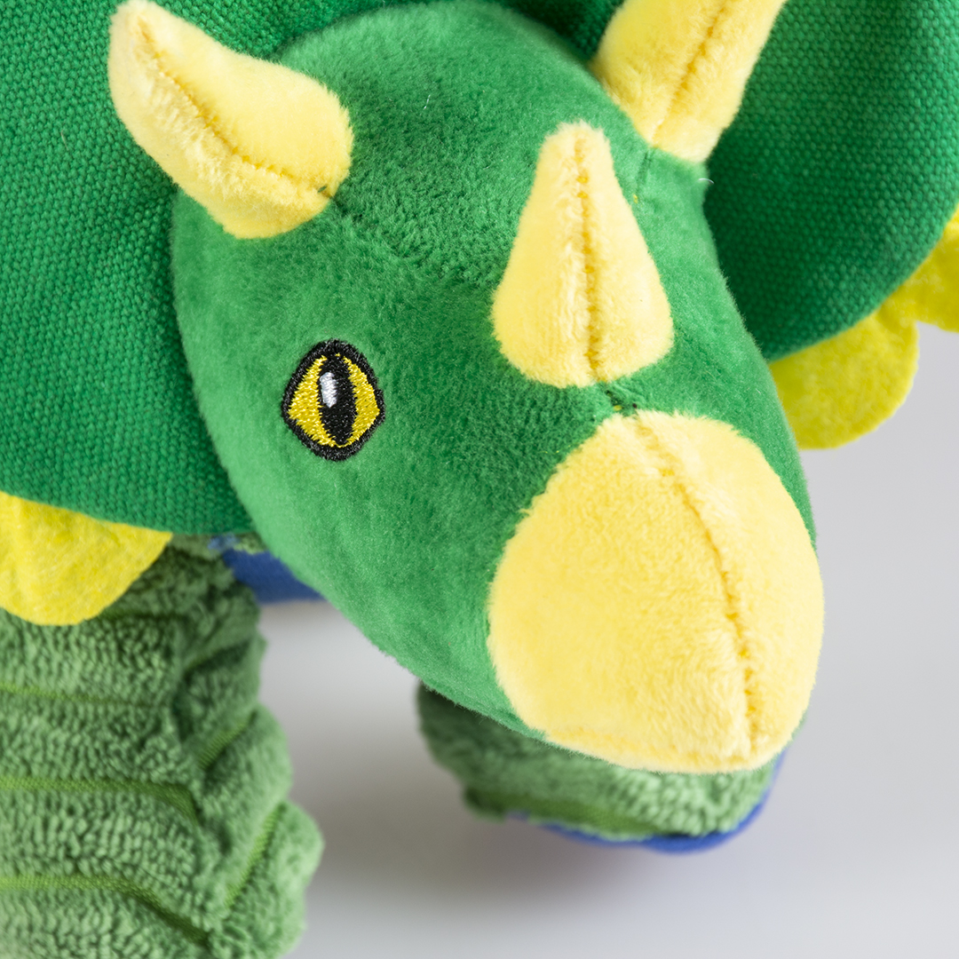 Plush dino triceratops corduroy green - Detail 1