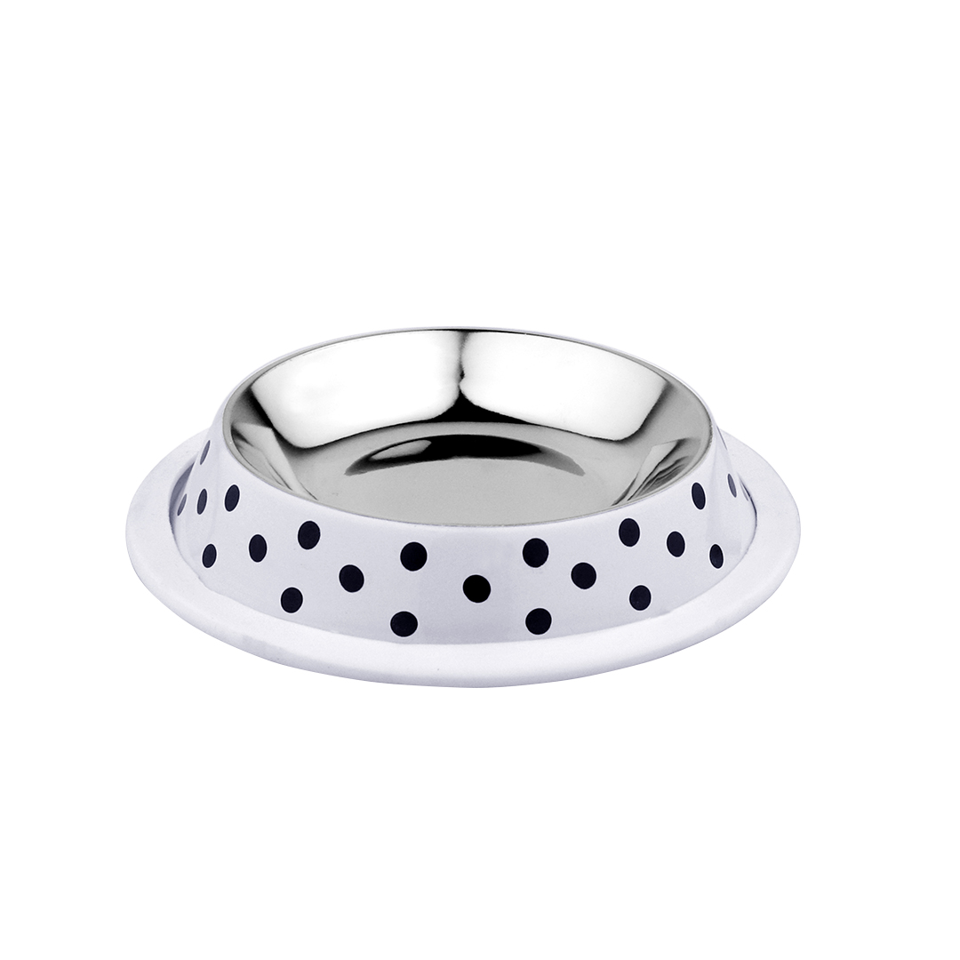 Feeding bowl deco fix dots white - <Product shot>