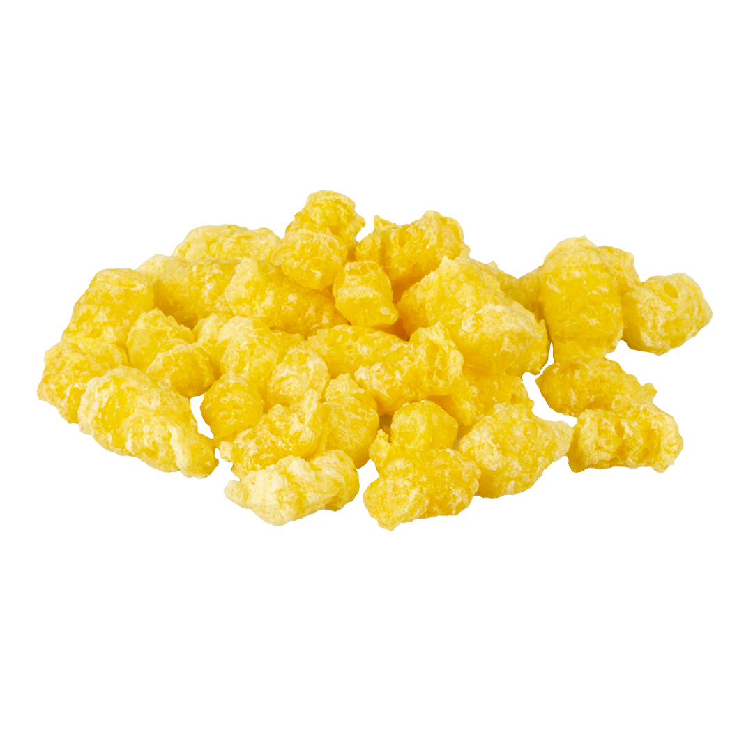 Krokante knabbelballetjes gele paprika geel - Foodshot